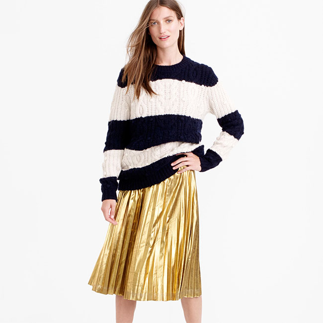 J crew hotsell metallic pleated skirt