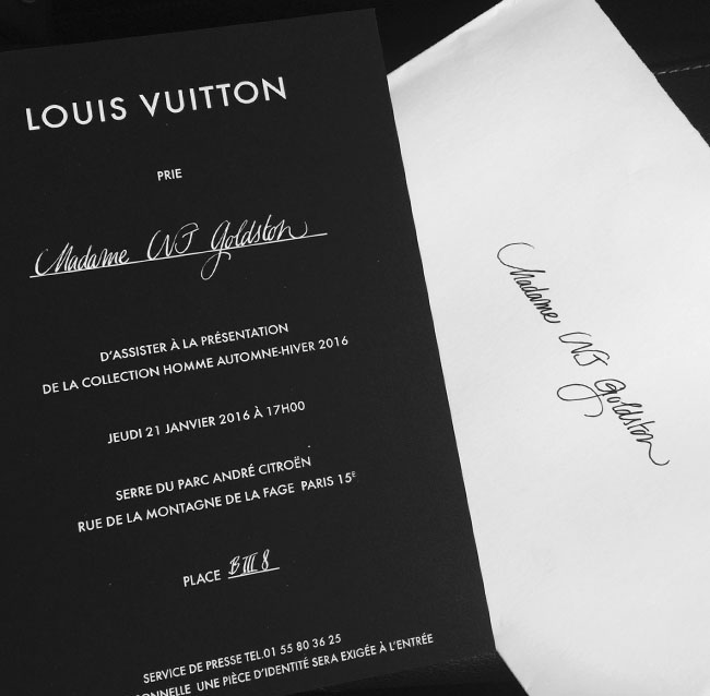 LV invitation to fashion week show