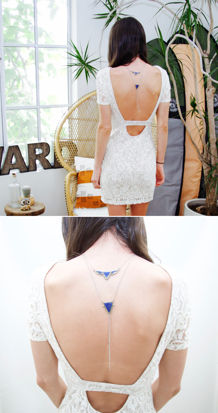 Bridal Back Pendant Necklace | Wedding Back Drop Necklace – AMYO Bridal